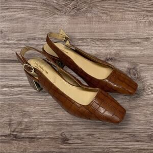 Brand New Liz Claiborne Women's Size 5 Brown Faux Slingback Heels Pumps